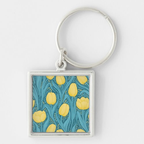 Tulips in blue and yellow keychain