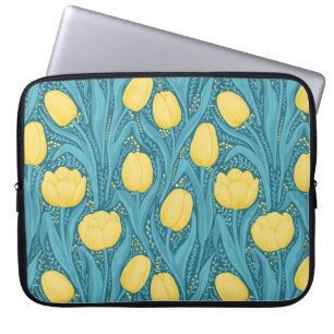 Tulips in blue and yellow laptop sleeve