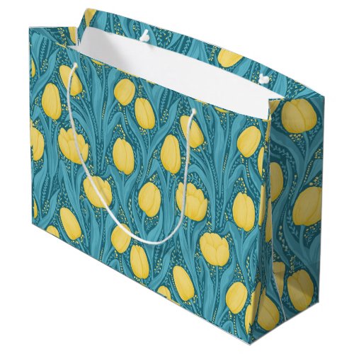 Tulips in blue and yellow large gift bag