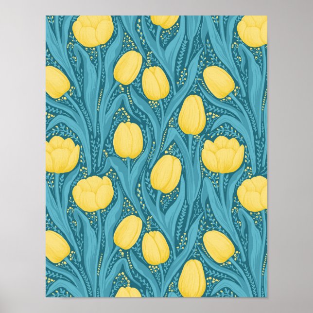 Tulips in blue and yellow poster (Front)