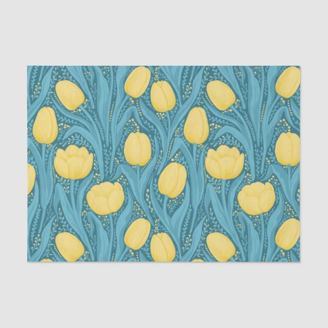 Tulips in blue and yellow tissue paper (Front)