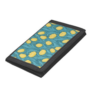 Tulips in blue and yellow trifold wallet