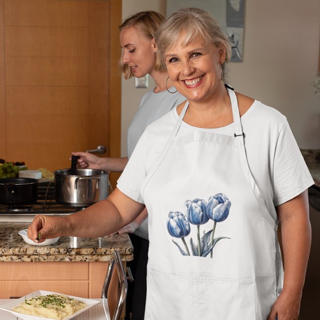 Tulips in Delft Blue  Adult Apron (Creator Uploaded)