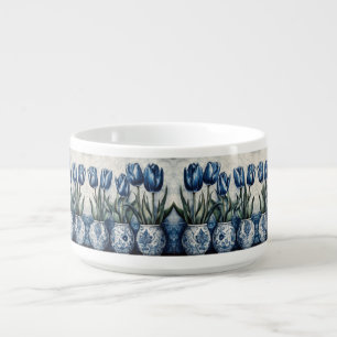 Tulips in Delft Blue Bowl