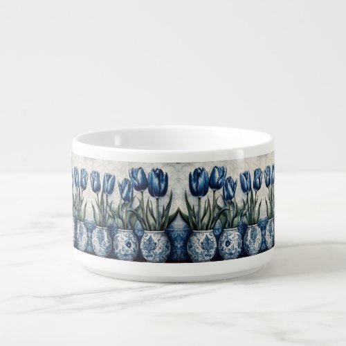 Tulips in Delft Blue  Bowl