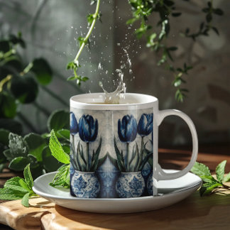 Tulips in Delft Blue  Color Morph Mug