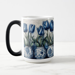 Tulips in Delft Blue Color Morph Mug