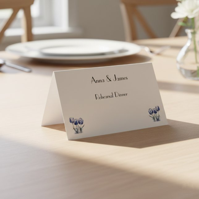 Tulips in Delft Blue customizable card (Creator Uploaded)