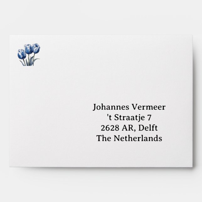 Tulips in Delft Blue customizable Envelope (Front)