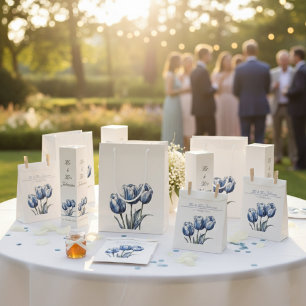 Tulips in Delft Blue customizable Favor Bag