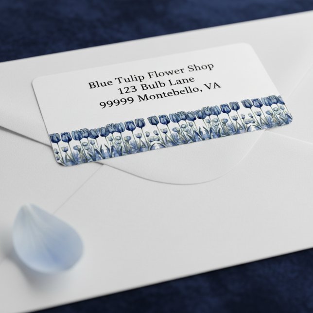 Tulips in Delft Blue customizable Label (Creator Uploaded)