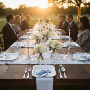 Tulips in Delft Blue customizable Paper Plates