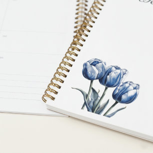 Tulips in Delft Blue, customizable Planner