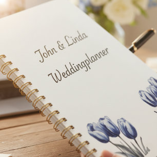 Tulips in Delft Blue, customizable Planner