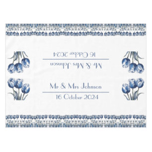 Tulips in Delft Blue customizable Tablecloth