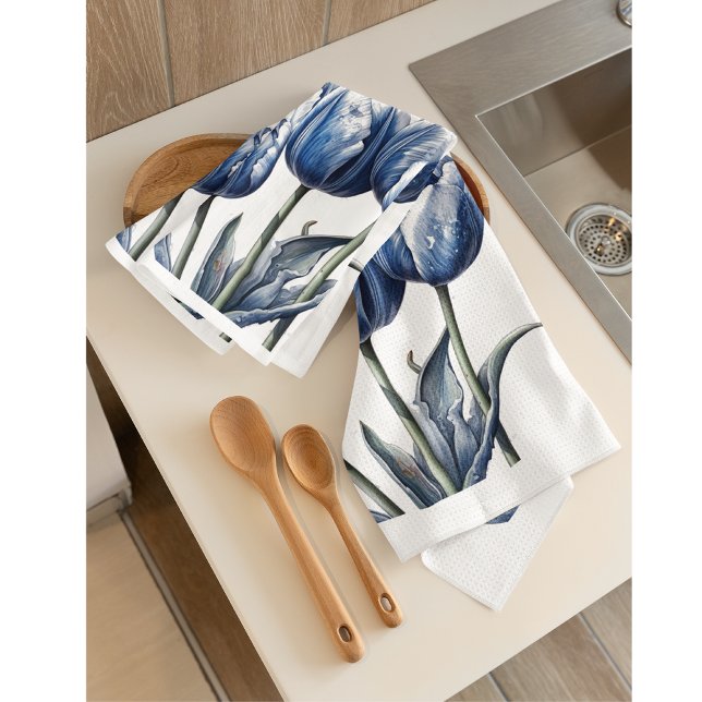 Tulips in Delft Blue  Kitchen Towel (Creator Uploaded)