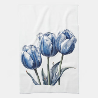 Tulips in Delft Blue Kitchen Towel