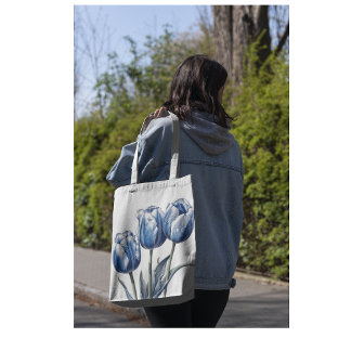 Tulips in Delft Blue  Tote Bag