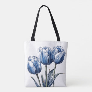 Tulips in Delft Blue Tote Bag