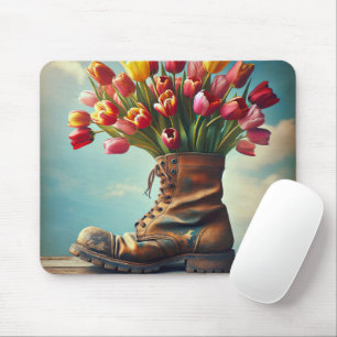 Tulips In Old Boot Mouse Pad