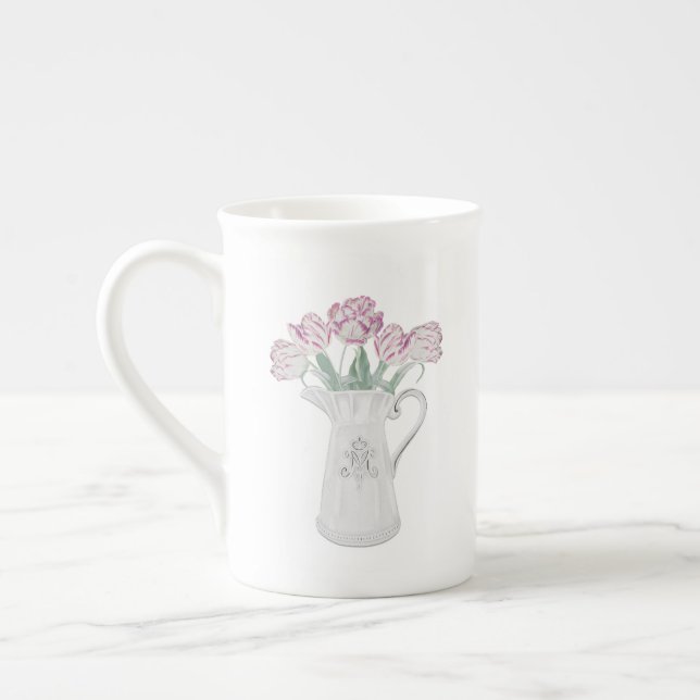 Tulips in Pitcher Ceramic Bone China Mug (Left)
