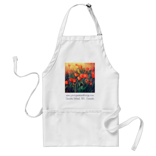 Tulips in Red Adult Apron (Front)