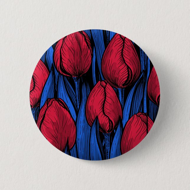 Tulips in red and blue button (Front)