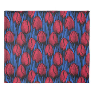 Tulips in red and blue duvet cover