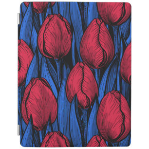 Tulips in red and blue iPad smart cover