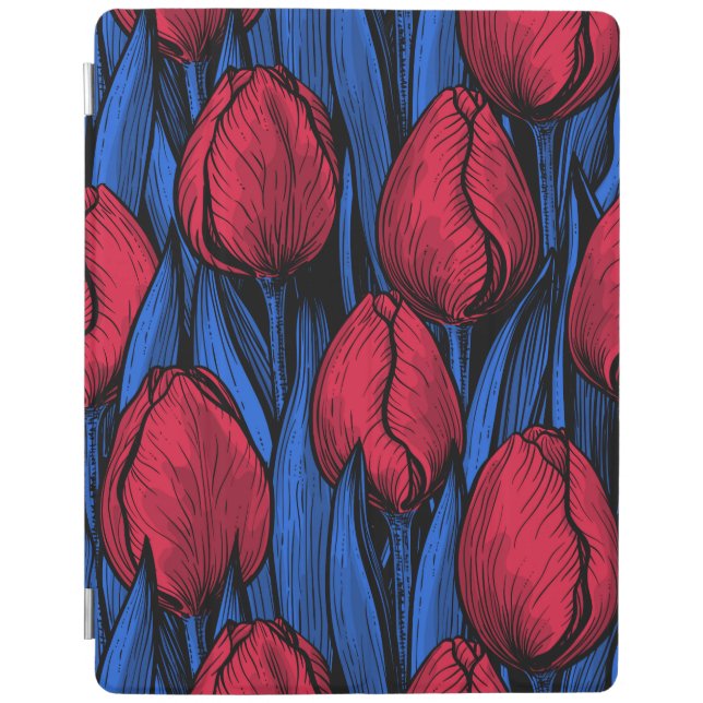 Tulips in red and blue iPad smart cover (Front)