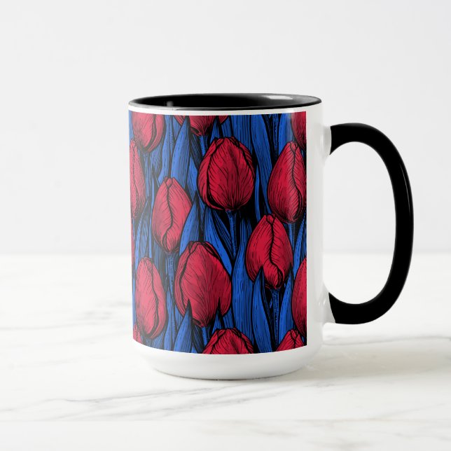 Tulips in red and blue mug (Right)