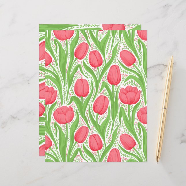 Tulips in red and green (Front/Back In Situ)