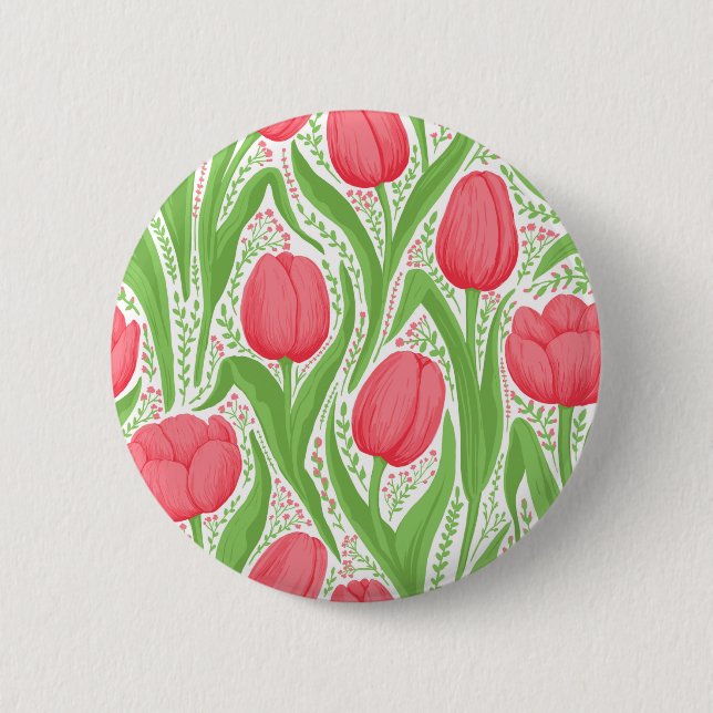 Tulips in red and green button (Front)