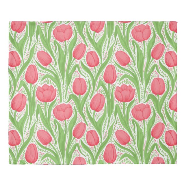 Tulips in red and green duvet cover (Front)