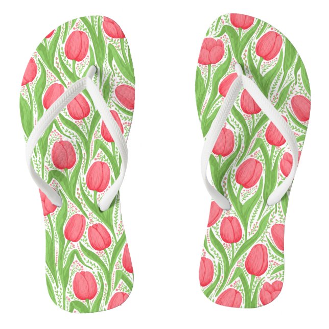 Tulips in red and green flip flops (Footbed)
