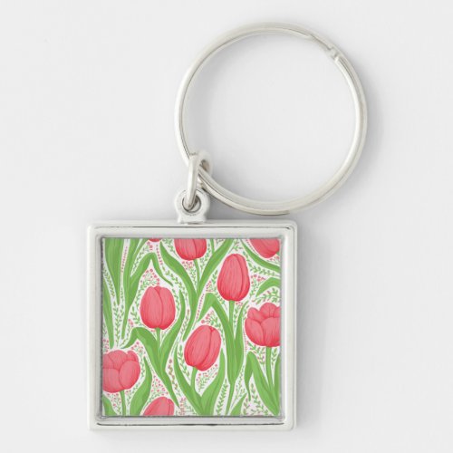 Tulips in red and green keychain