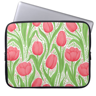 Tulips in red and green laptop sleeve