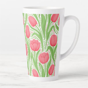 Tulips in red and green latte mug
