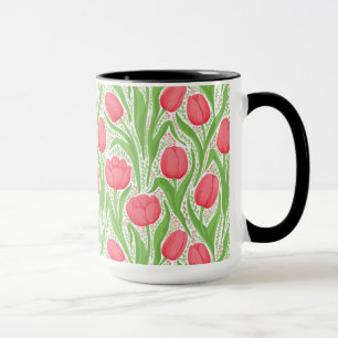 Tulips in red and green mug