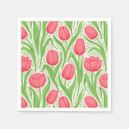 Tulips in red and green napkins