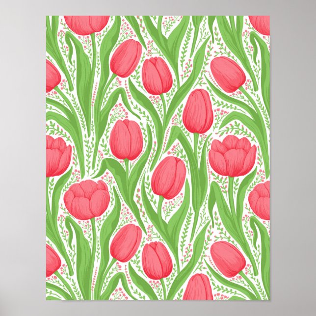 Tulips in red and green poster (Front)