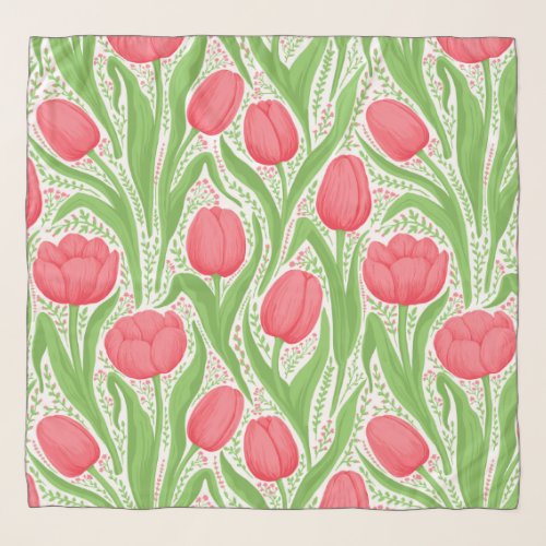 Tulips in red and green scarf