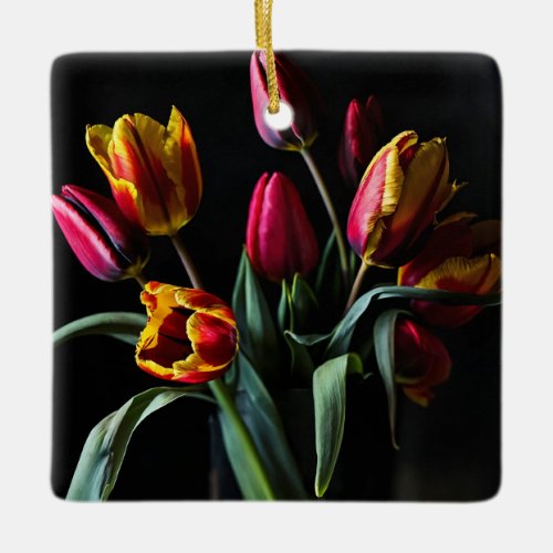 Tulips in the Dark Ceramic Ornament