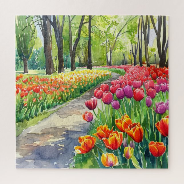 Tulips in The Park Jigsaw Puzzle (Vertical)