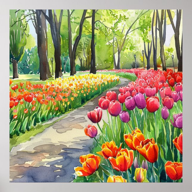 Tulips in The Park Poster (Front)