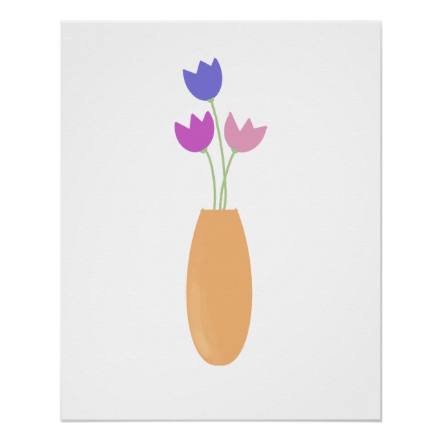 Tulips in Vase Watercolour Poster (Front)