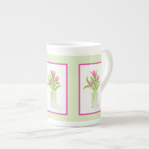 Tulips in Water Handpainted Watercolor  Bone China Mug