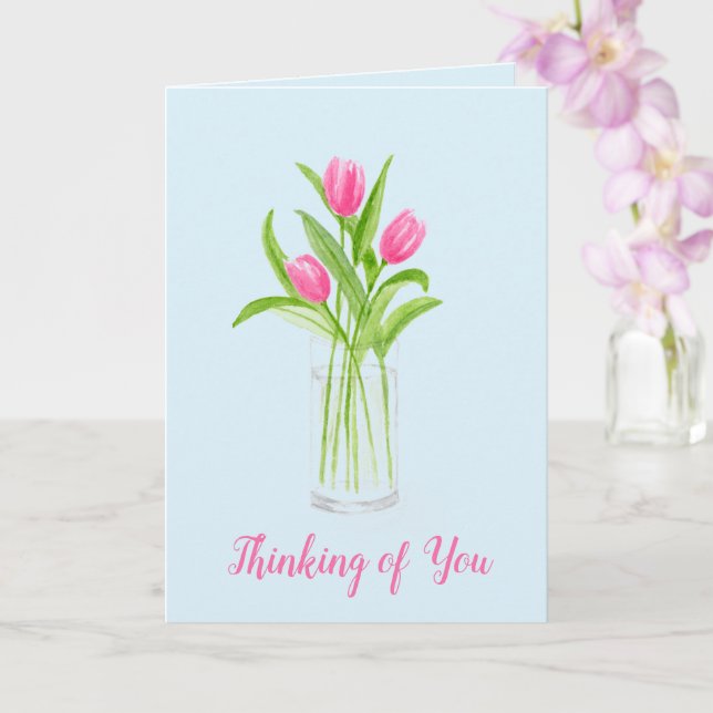 Tulips in Water Handpainted Watercolor Floral Card (Orchid)