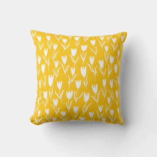 Tulips in yellow mustard throw pillow