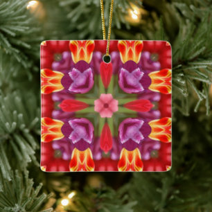 Tulips Kaleidoscope  Ceramic Ornament